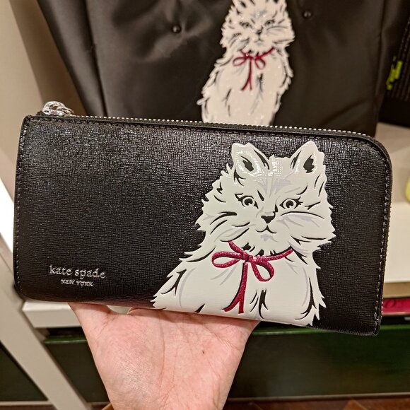 Kate Spade Women's Whiskers Saffiano Leather Zip Around Continental Wallet KI714 - Picture 1 of 7